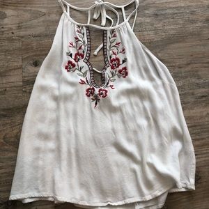 embroidered floral tank